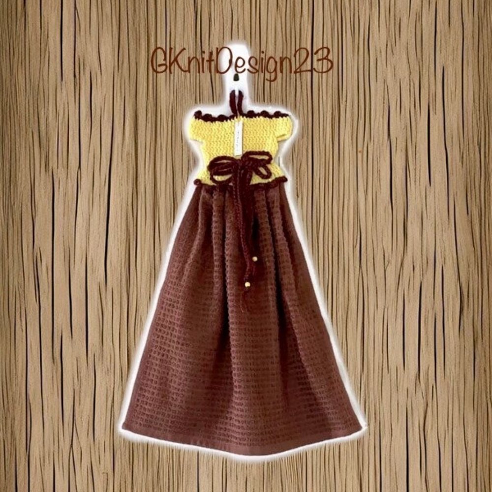 Crochet Dress Dish Towel, Crochet Farmhouse Decor Towel, Handmade Tea Towel